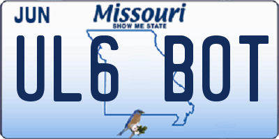 MO license plate UL6B0T