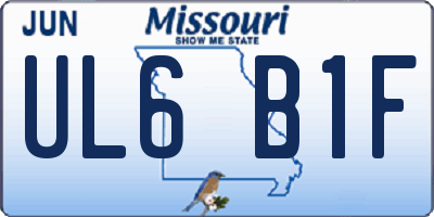 MO license plate UL6B1F