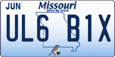 MO license plate UL6B1X