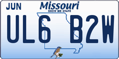 MO license plate UL6B2W