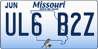 MO license plate UL6B2Z