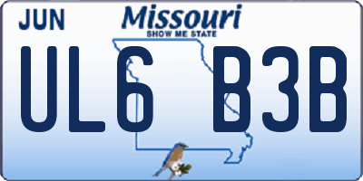 MO license plate UL6B3B