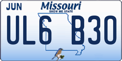 MO license plate UL6B3O