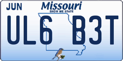 MO license plate UL6B3T