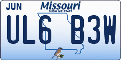 MO license plate UL6B3W