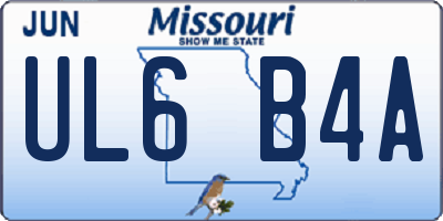 MO license plate UL6B4A