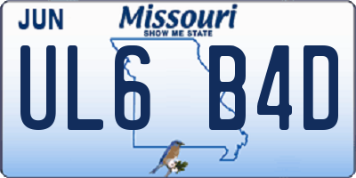 MO license plate UL6B4D