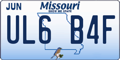MO license plate UL6B4F