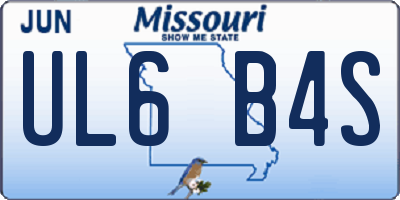 MO license plate UL6B4S