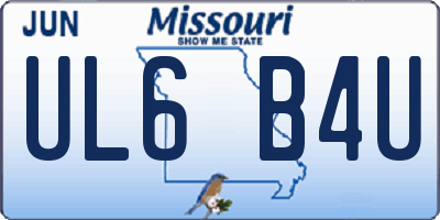 MO license plate UL6B4U