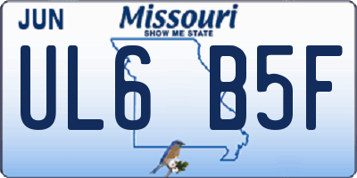 MO license plate UL6B5F
