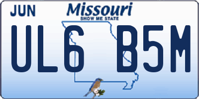MO license plate UL6B5M