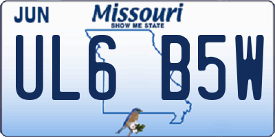 MO license plate UL6B5W