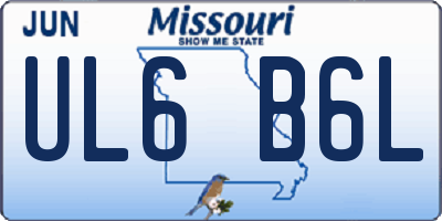 MO license plate UL6B6L