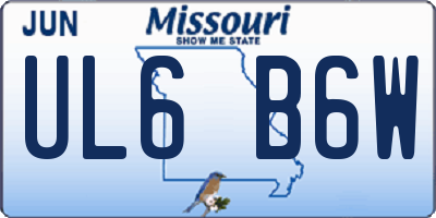 MO license plate UL6B6W