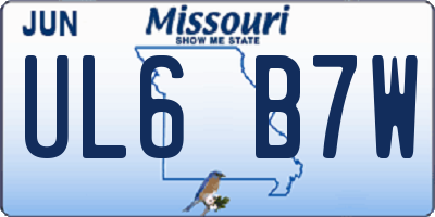 MO license plate UL6B7W