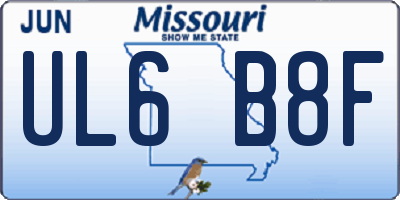 MO license plate UL6B8F