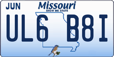 MO license plate UL6B8I