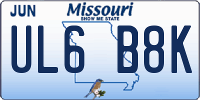 MO license plate UL6B8K