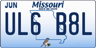 MO license plate UL6B8L