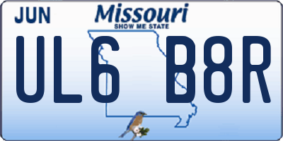 MO license plate UL6B8R