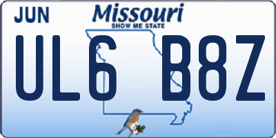 MO license plate UL6B8Z