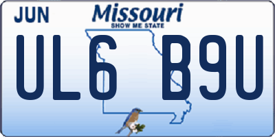 MO license plate UL6B9U