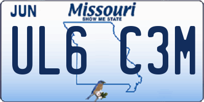 MO license plate UL6C3M