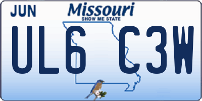 MO license plate UL6C3W