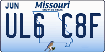 MO license plate UL6C8F