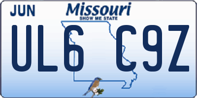 MO license plate UL6C9Z
