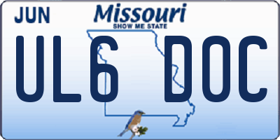 MO license plate UL6D0C