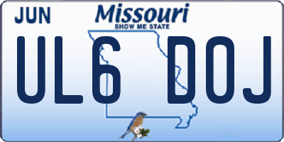 MO license plate UL6D0J