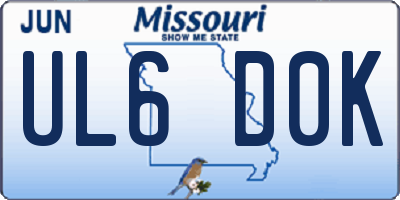 MO license plate UL6D0K