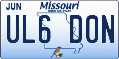 MO license plate UL6D0N