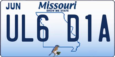 MO license plate UL6D1A