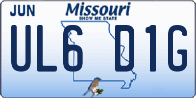 MO license plate UL6D1G