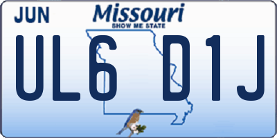 MO license plate UL6D1J
