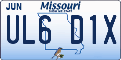MO license plate UL6D1X