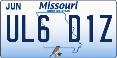 MO license plate UL6D1Z