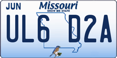 MO license plate UL6D2A