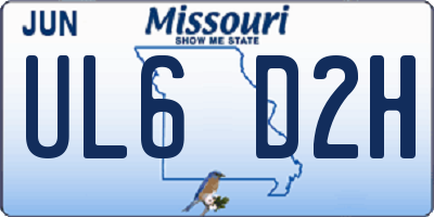 MO license plate UL6D2H