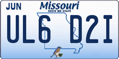 MO license plate UL6D2I