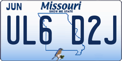 MO license plate UL6D2J