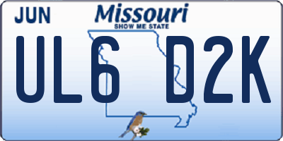 MO license plate UL6D2K