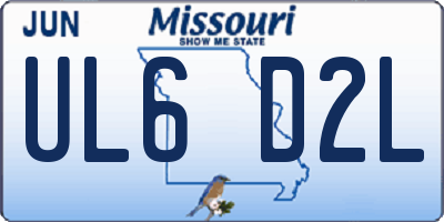MO license plate UL6D2L