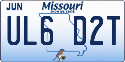 MO license plate UL6D2T