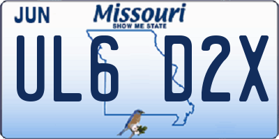 MO license plate UL6D2X