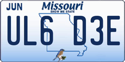 MO license plate UL6D3E
