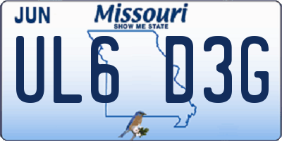 MO license plate UL6D3G